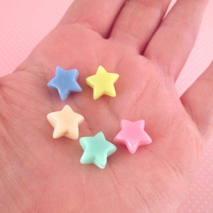 40 Pastel Fairy Kei Acrylic Plastic Star Beads, 12mm Kawaii Resin Kids Beading Craft Supplies J78