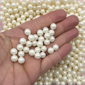 IVORY Ab Finish 8mm Round Resin Mermaid Caviar No Hole Pearl Beads, 30 grams, Faux Nonpareil Acrylic Plastic Dragees, K30