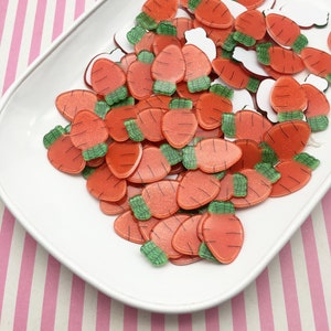 6 cabochons de carottes en plastique acrylique à dos plat scintillants de 25 mm ou 1 pouce, cabochons de légumes et de légumes en résine à dos plat 909