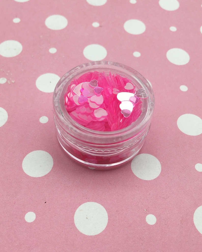 Transparent Pink Multisize Mixed Heart Glitter, Resin and Slime Embellishment, Pick your Amount, T174 image 5