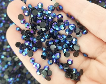 4 mm runde AB Jelly Schwarz Harz Strass mit flachem Rücken, Acryl Kunststoff facettierte Cabochons mit flachem Rücken, Kleber auf Bedazzle Bedazzled Zubehör