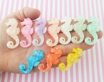 6 Limited color  Pastel Seashorse Cabs, Beach Themed Cabochons, #317