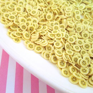 Polymer Clay Banana Fruit Sprinkle Slices, Nail Art Slices, Faux Fruit, Miniature Fruit, R9