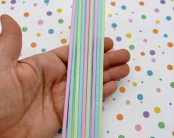 Pastel Acrylic Cake Pop Sticks - 15 Pack 5 Pink 5 Light Blue 5 Light Green - 6 Inch Lollipop Sticks for Parties and Celebrations