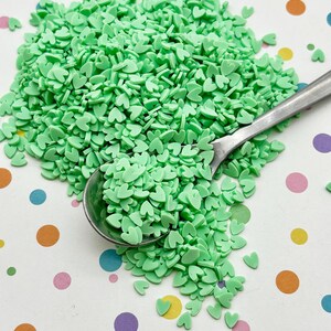 MINT GREEN HEART Polymer Clay Heart Sprinkles, Valentines Day Fake Bake Fimo Table Scatter Confetti, Tumbler Shaker Fill S153