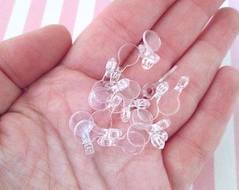 25 Glue On Plastic Bails, Flat Pad Jewelry Findings, H473