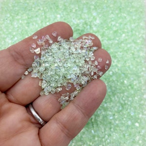 30g bag Coarse Pastel Green Iridescent Glass Fake Bake Sugar or Salt Sprinkles
