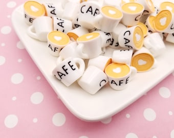 3 cabujones blancos de plástico acrílico para café con leche de 22 mm, pequeños y bonitos cabujones de resina para tazas de café con fondo plano en 3D para casas de muñecas, 1555A