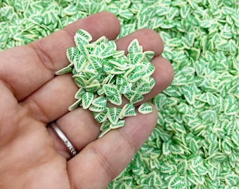 Spring Green Polymer Clay Leaf Sprinkles, Fimo Fake Sprinkle Mix, Decoden Funfetti  Jimmies, E128