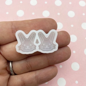 Small Double Cavity 16mm Easter Bunny Rabbit Silicone Molds for Earring Cabochons, UV Resin Mould Q35