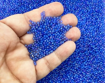 Microbilles de verre bleu clair non comestibles phosphorescentes de 2 mm, perles de rocaille sans trou, saupoudrer la garniture, quantité au choix, G54