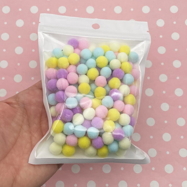 150 Pastel 9-10mm Mochi Pom Pom Balls, PomPoms for Crafts and Slime