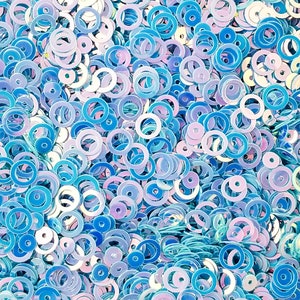 Iridescent Blue Pink Shift Round Circle Hollow Donut Glitter, F812