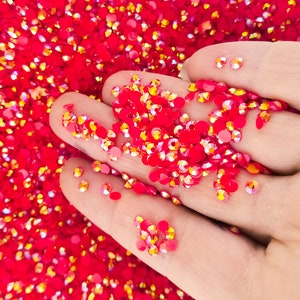 3mm AB Jelly Resin Flatbacked Rhinestone Cabochons, Red Flat Backed Acrylic Plastic Cabs, Glue on Bedazzle Bedazzling Supply
