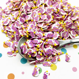 Rebanadas grandes de arcilla polimérica de unicornio kawaii, rebanadas para decoración de uñas, chispas falsas, adornos de resina de unicornio P245