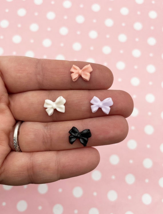 Aurora Bowtie Nail Charms, Jelly Bownot Cabochon, Resin
