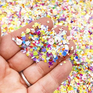 Iridescent Pastel Shift Assorted Shape Glitter, Pick Your Amount, Shaker Mix, Kawaii Table Scatter F583