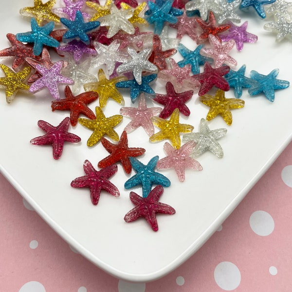 10 Multicolor Starfish Resin Cabochons, #486
