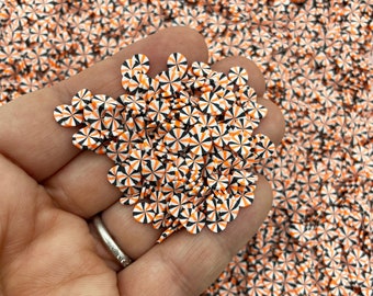 Halloween Peppermint Polymer Clay Candy Sprinkles, Spooky Orange and Black Nail Art Slices M4