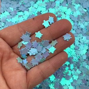 Paillettes bleues irisées en forme de tortue, paillettes océan, confettis de dispersion de table shaker kawaii, choisissez votre montant, F751