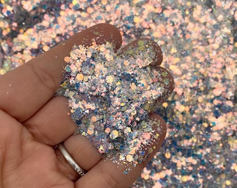Holograph Rainbow Metallic Blue Gold Holo Pixie Dust Solvent Resistant Glitter, Pick Your Amount, Shaker Mix, Kawaii Glitter F661