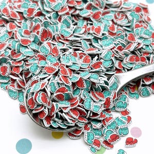 Small Christmas Mitten Sprinkle, Polymer Clay Slices, Holiday Saint Xmas Nail Art Decoration, Fimo Table Scatter X-mas Confetti V180