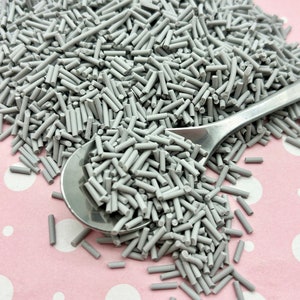 Gray Polymer Clay Fake Long Sprinkles, Grey Fake Bake Non Edible Decoden Fimo, Table Scatter Confetti, Tumbler Shaker Fill, S2