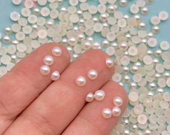 500 flatbacked acrylic plastic 4mm ivory round pearl cabochon, flat backed resin glue on bedazzle bedazzling cabs