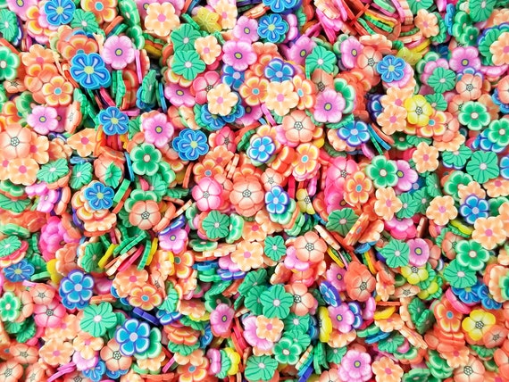 Flower Polymer Clay Beads Mix / Assorted Beads (8mm / Round / Floral /, MiniatureSweet, Kawaii Resin Crafts, Decoden Cabochons Supplies