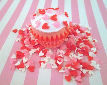 5mm Red Pink White Polymer Clay Heart Sprinkles, Valentines Fake Bake Fimo Slices, Table Scatter Confetti, Tumbler Shaker Fill E198