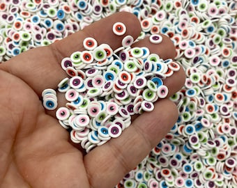 Occhi finti multicolore non commestibili da 5 mm in argilla polimerica per Halloween, fette spettrali di bulbo oculare finto V207