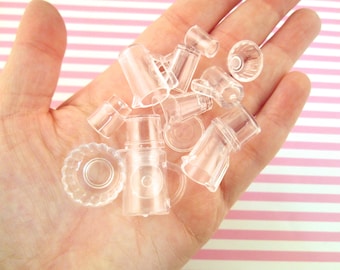 DIY KIT, 13 piece set of miniature dollhouse cups and glass cabochons for jewelry, #G64