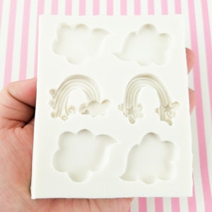 Cloud Rainbow Themed Silicone Mold for Cabochon Charm Pendants, Kawaii Rainbow Mould Cabs for Clay, Resin Etc, Q14
