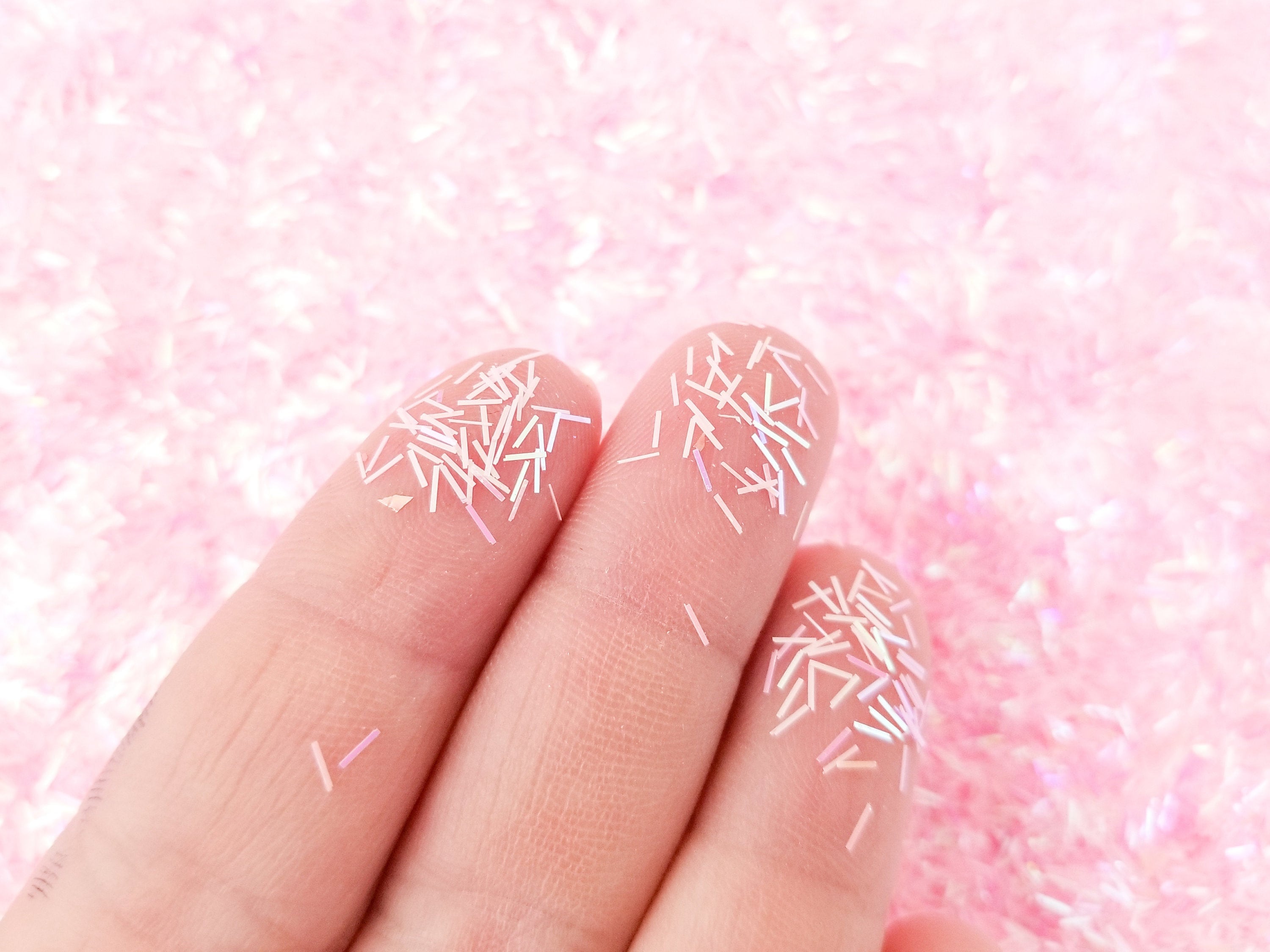 Pink Iridescent Tinsel Glitter Strip Glitter Nail Art Etsy