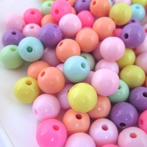 Twenty Five 12mm Round Acrylic Plastic Pastel Bubble Gum Beads, Multicolor Chunky Resin Gumball Diy Kids Craft Beading Supply, J100