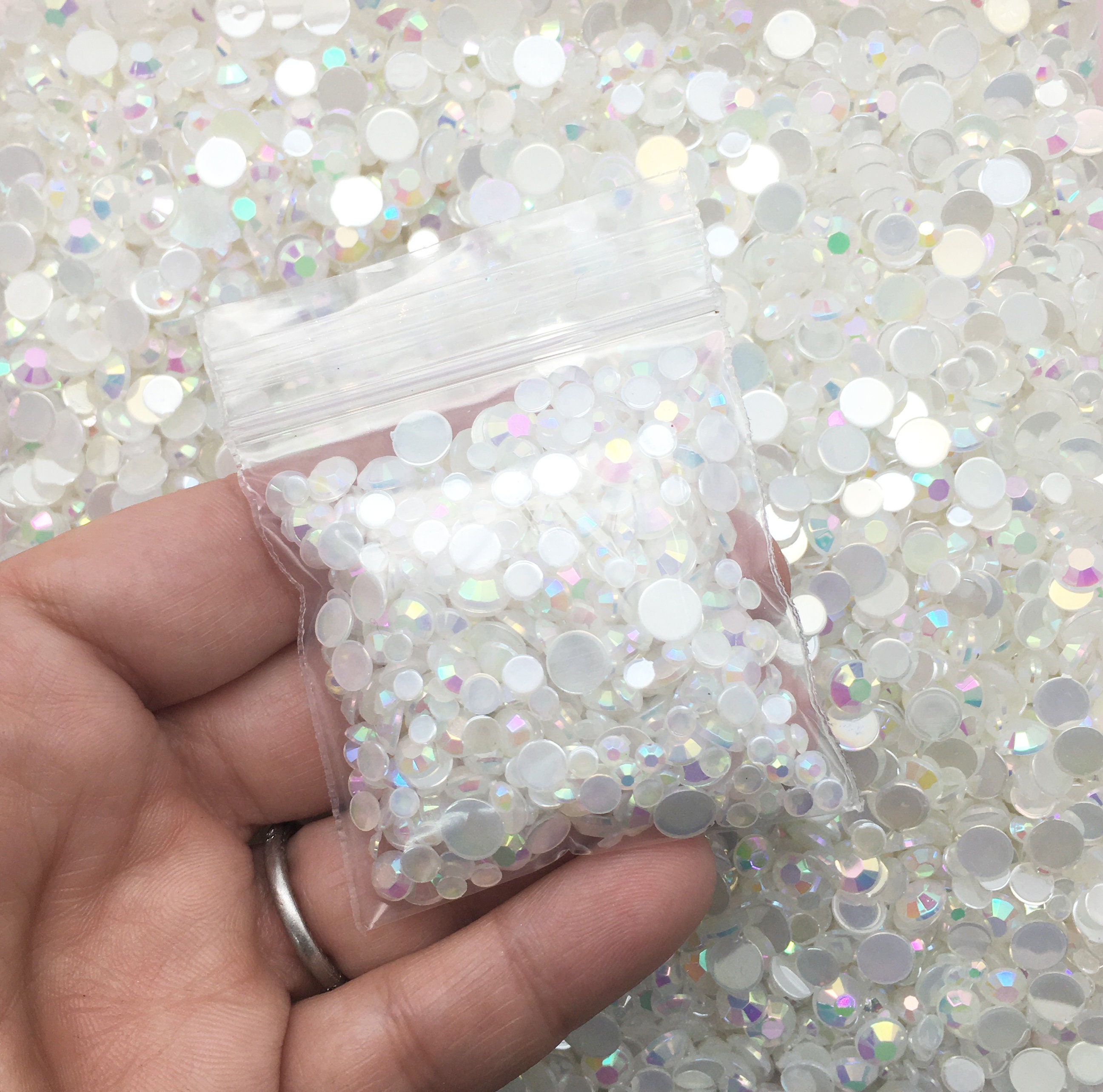 3mm Tip End Rhinestones / Pointed Back Acrylic Rhinestone (150pcs / SS10 /  AB Clear) Bling Bling Faceted Rhinestones Jewelry Making RHE084