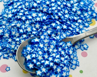 Blue Gradient Polymer Clay Star Sprinkles, Fimo Fake Sprinkle Mix, Decoden Funfetti Rainbow Jimmies, E254