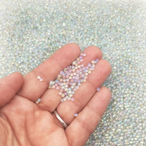 NON COMESTIBLE AB, verre transparent irisé, assortiment de microbilles rondes, perles de rocaille sans trou de 2 mm, saupoudrer la garniture, choisissez votre quantité, G178