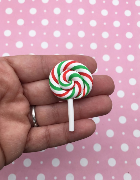 Peppermint Swirl Red & White Fake Candy Polymer Clay Gingerbread