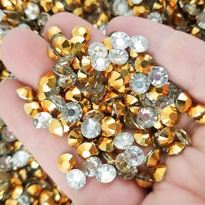 5mm Gold Round Flatbacked AB Jelly Resin Rhinestones, Flat Backed Acrylic Plastic Faceted Bedazzling Cabs, Cell Phone Bedazzle Cabochons