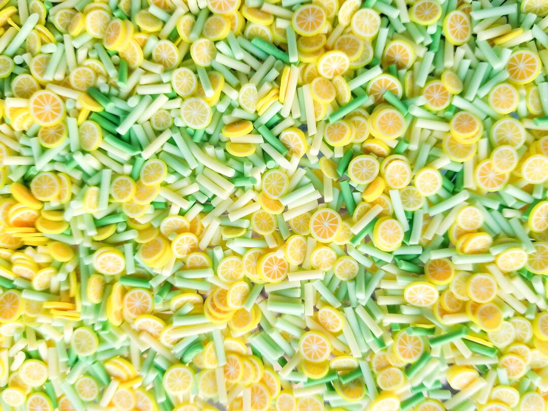 LEMONGRASS Sprinkle Mix, Pastel Green, Green, and Yellow Polymer Clay Fake Sprinkles With Lemon