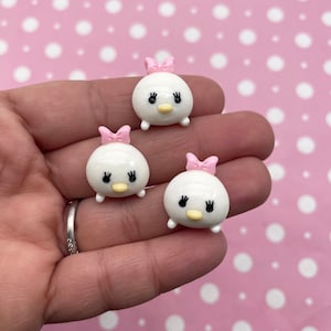 8 Cabochões de resina de fundo plano de galinha ou pato branco, cabos de acrílico de fundo plano fofos de kawaii #159a