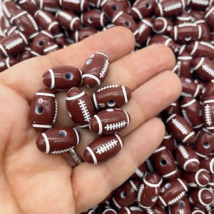 20 Acrylic Plastic Football Rugby Beads, Resin Foot Ball Sports Jewelry Findings J141