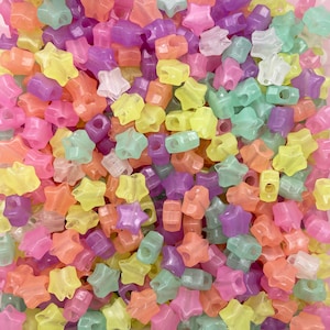 40 Multicolor Pastel Glow In The Dark Acrylic Plastic Luminous Star Beads, 12.5mm Resin kids Jewelry Supplies J168