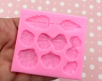 Moldes de ramitas de hojas de 8 cavidades para cabujones, hojas de silicona para nervaduras, molde de flores para fondant, Q98B