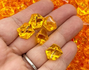 50 g MAŁE, pomarańczowe, przezroczyste, akrylowe bryłki kamieni szlachetnych, 15 mm żywiczne kamienie szlachetne, sztuczne diamenty z tworzywa sztucznego, ponad 80 sztuk, CHK 13
