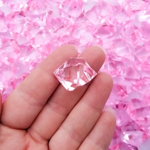 50g LARGE 25mm or 1 Inch Light Pink Acrylic Gemstone Chunks, Resin Gem Stones, Faux Plastic Diamonds, 20+ Pieces Slime Supplies CHK 7