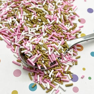 NEAPOLITAN SUNDAE MIX Vanilla, Strawberry, Chocolate Polymer Fake Sprinkles, Decoden Funfetti Jimmies E89