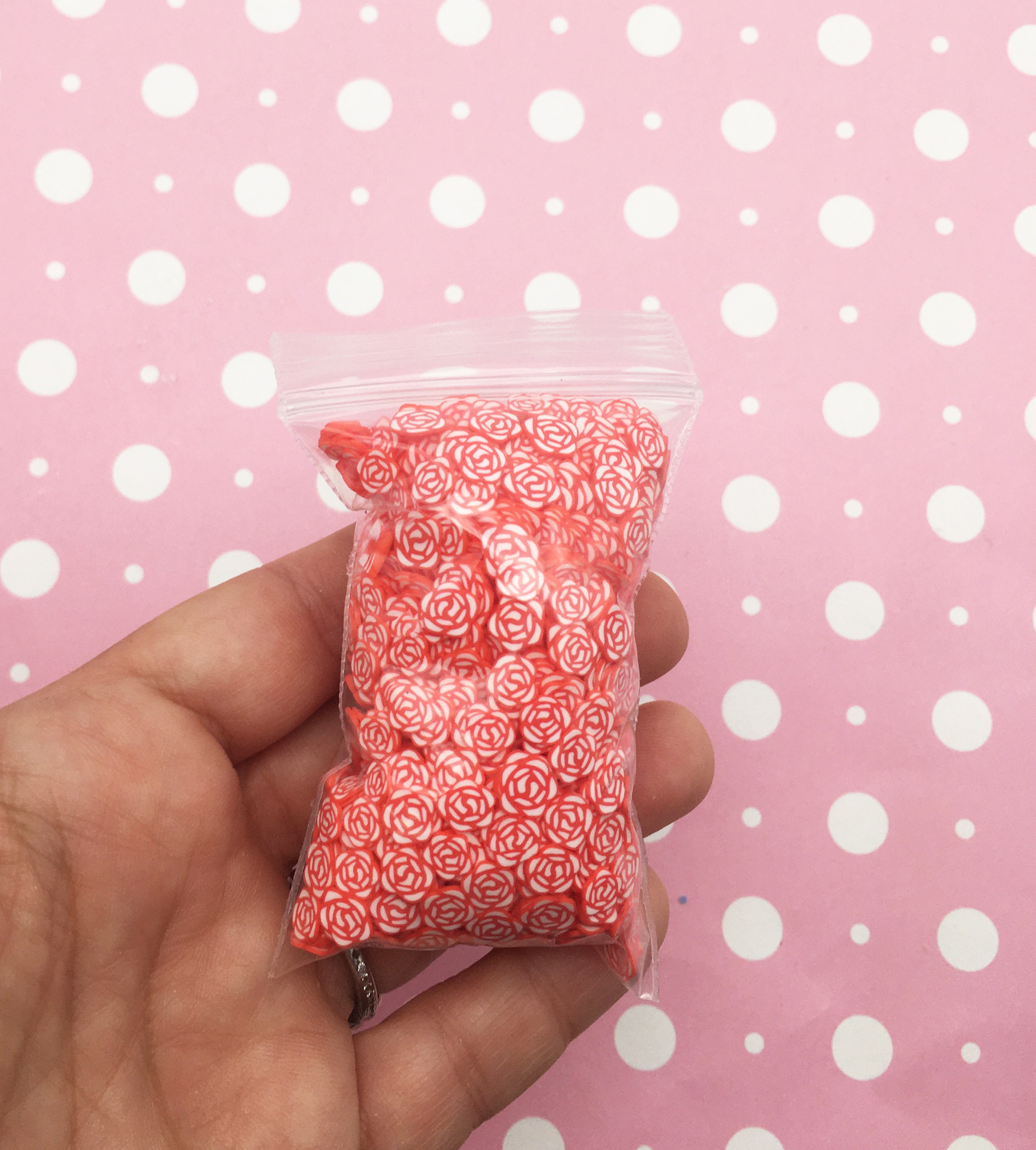 Red Rose Polymer Clay Flower Sprinkles, Fimo Fake Sprinkle Mix, Resin ...