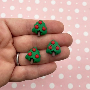 6 cabochons de pommier en résine, cabochons en résine à dos plat, arbres miniatures kawaii verts en plastique acrylique à dos plat 759B